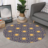 Blue And Gold Celestial Pattern Print Round Rug