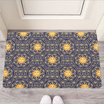 Blue And Gold Celestial Pattern Print Rubber Doormat