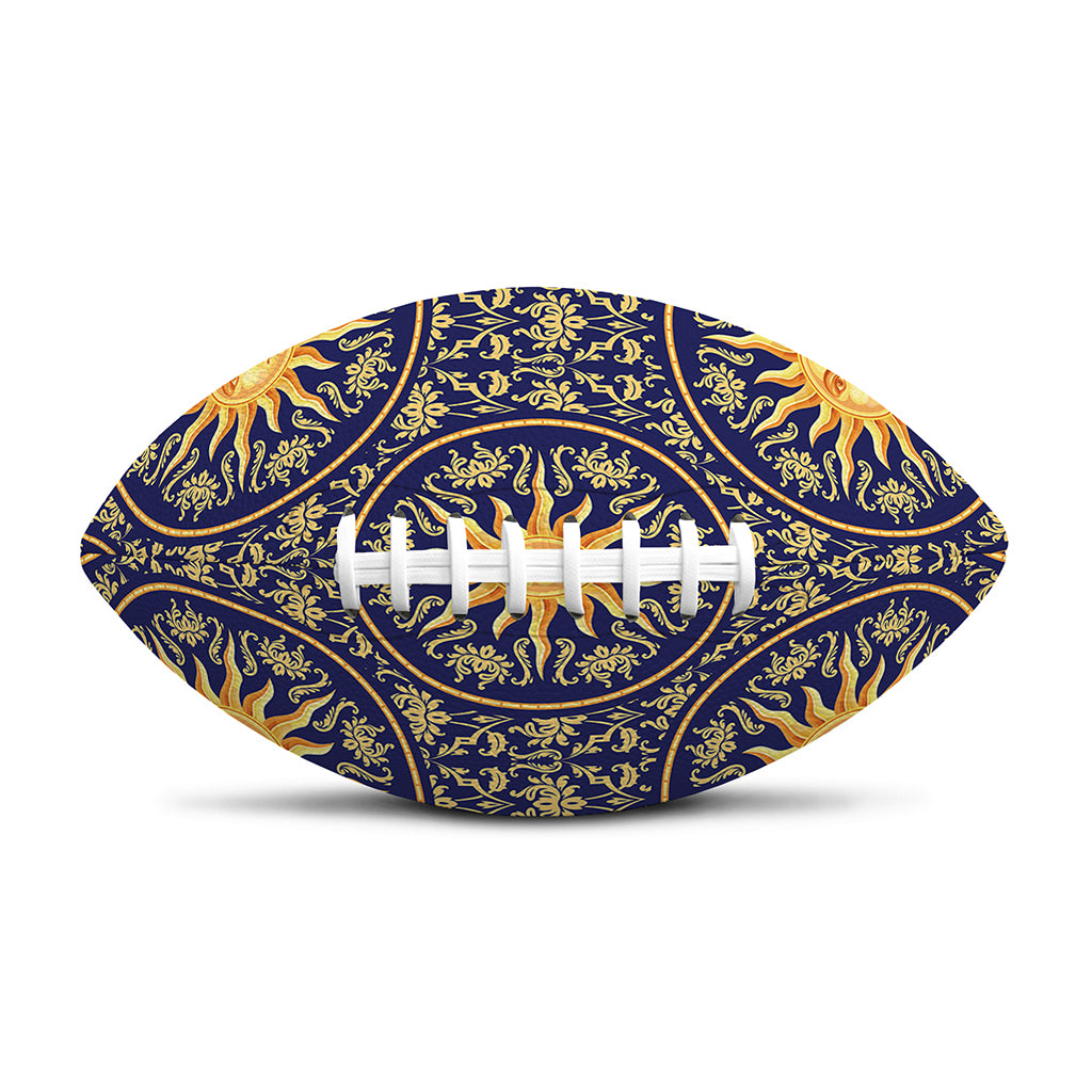 Blue And Gold Celestial Pattern Print Rugby Ball