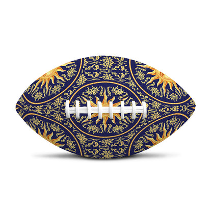 Blue And Gold Celestial Pattern Print Rugby Ball