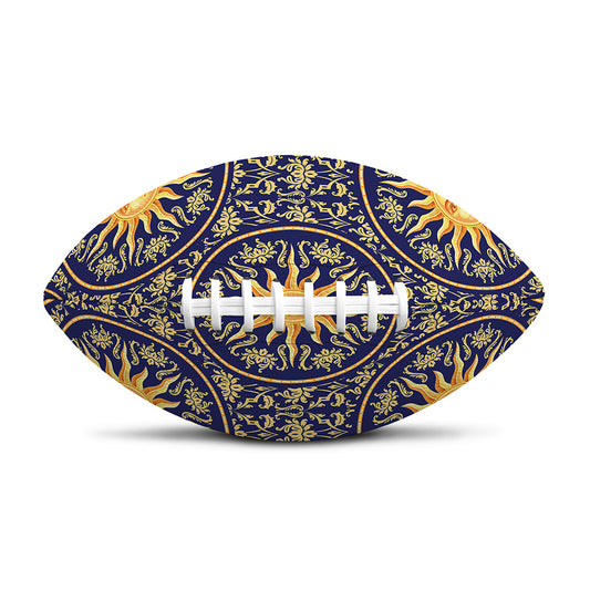 Blue And Gold Celestial Pattern Print Rugby Ball