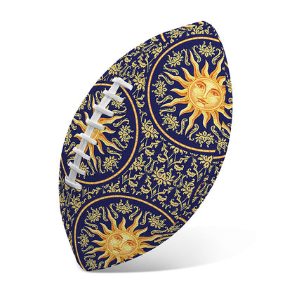 Blue And Gold Celestial Pattern Print Rugby Ball