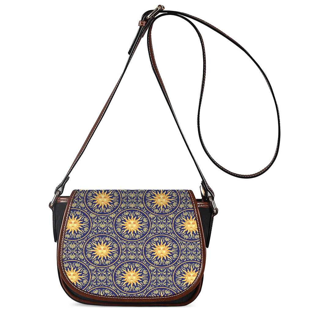 Blue And Gold Celestial Pattern Print Saddle Bag