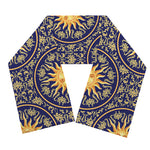 Blue And Gold Celestial Pattern Print Scarf