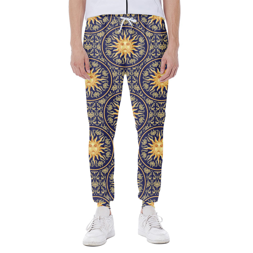 Blue And Gold Celestial Pattern Print Scuba Joggers