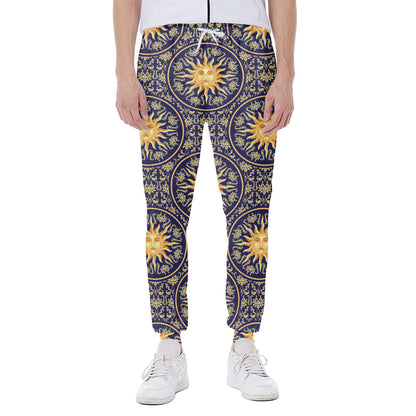 Blue And Gold Celestial Pattern Print Scuba Joggers