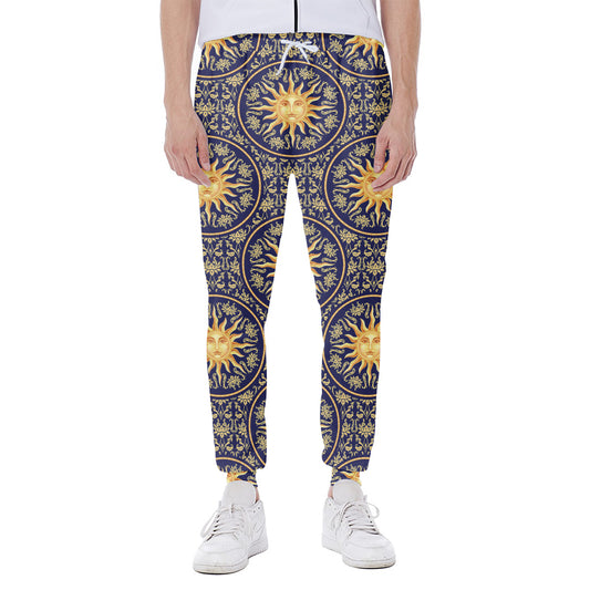 Blue And Gold Celestial Pattern Print Scuba Joggers