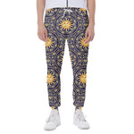 Blue And Gold Celestial Pattern Print Scuba Joggers