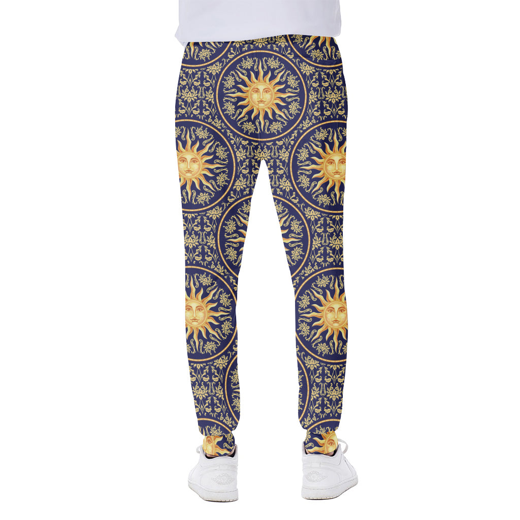 Blue And Gold Celestial Pattern Print Scuba Joggers