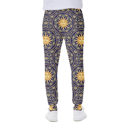 Blue And Gold Celestial Pattern Print Scuba Joggers