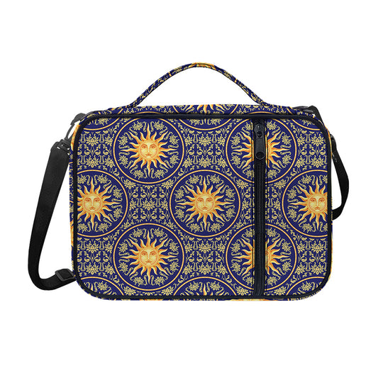 Blue And Gold Celestial Pattern Print Shoulder Strap Bible Bag