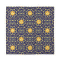 Blue And Gold Celestial Pattern Print Silk Bandana