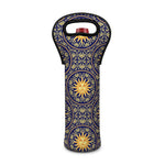 Blue And Gold Celestial Pattern Print Single Neoprene Wine Tote