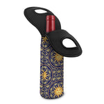 Blue And Gold Celestial Pattern Print Single Neoprene Wine Tote