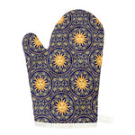 Blue And Gold Celestial Pattern Print Single Oven Mitt