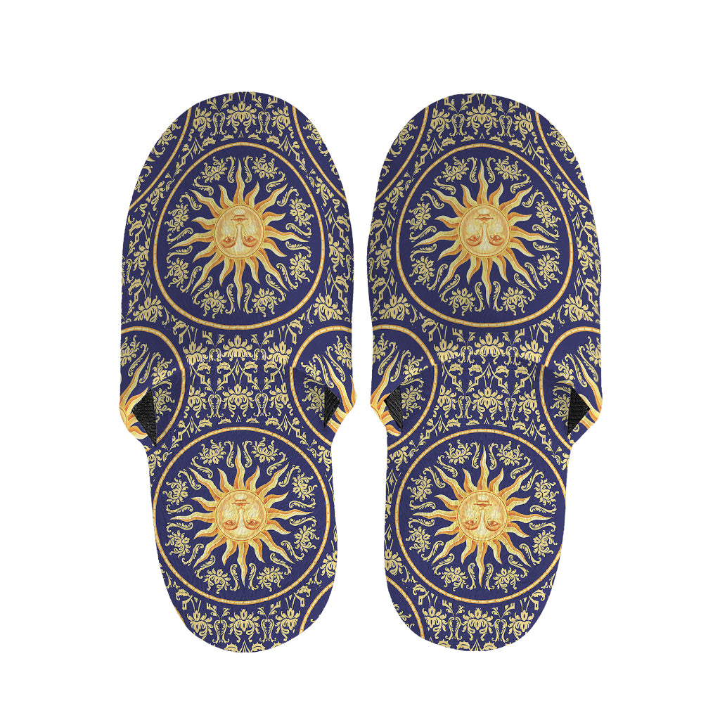 Blue And Gold Celestial Pattern Print Slippers