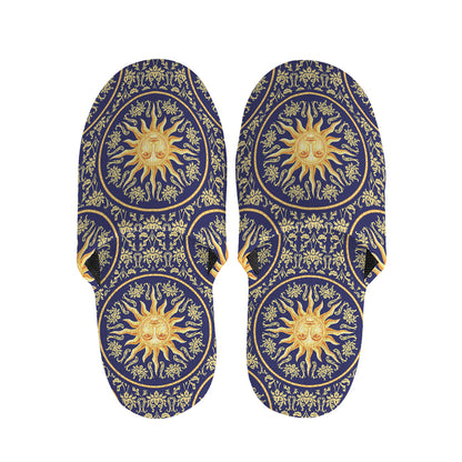 Blue And Gold Celestial Pattern Print Slippers