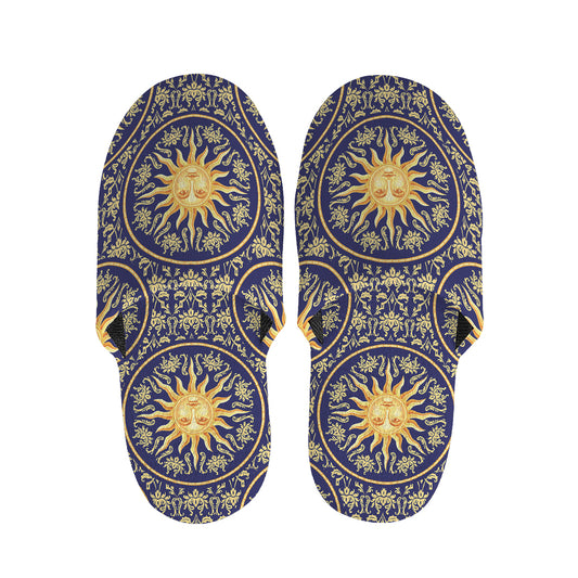 Blue And Gold Celestial Pattern Print Slippers