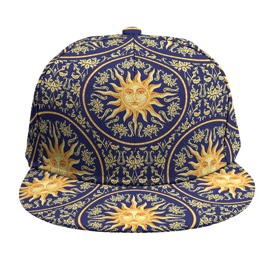 Blue And Gold Celestial Pattern Print Snapback Cap
