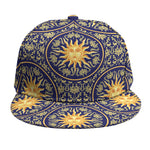 Blue And Gold Celestial Pattern Print Snapback Cap