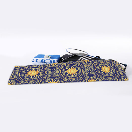 Blue And Gold Celestial Pattern Print Sports Towel