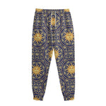 Blue And Gold Celestial Pattern Print Sweatpants