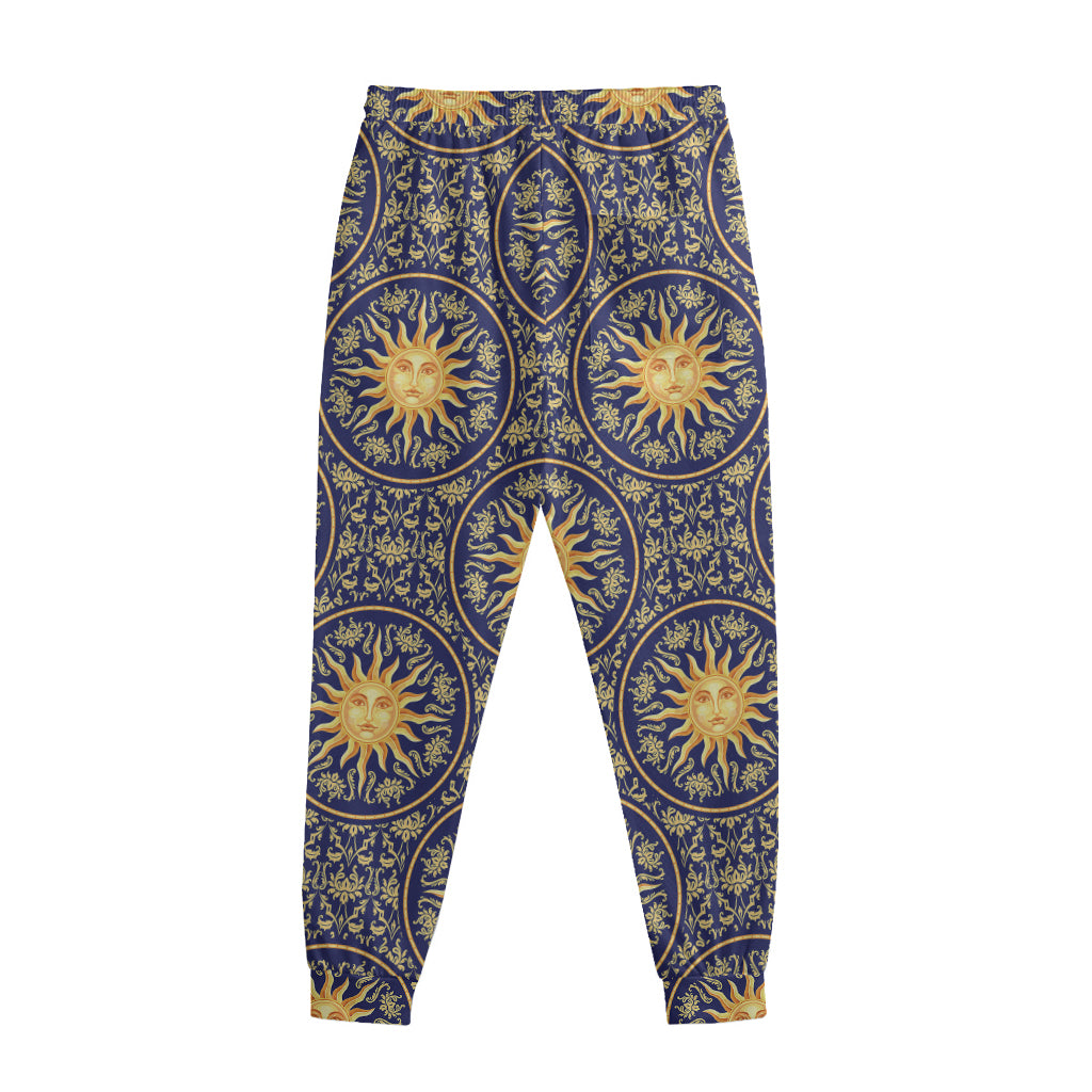 Blue And Gold Celestial Pattern Print Sweatpants