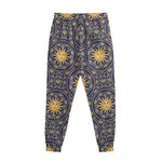 Blue And Gold Celestial Pattern Print Sweatpants