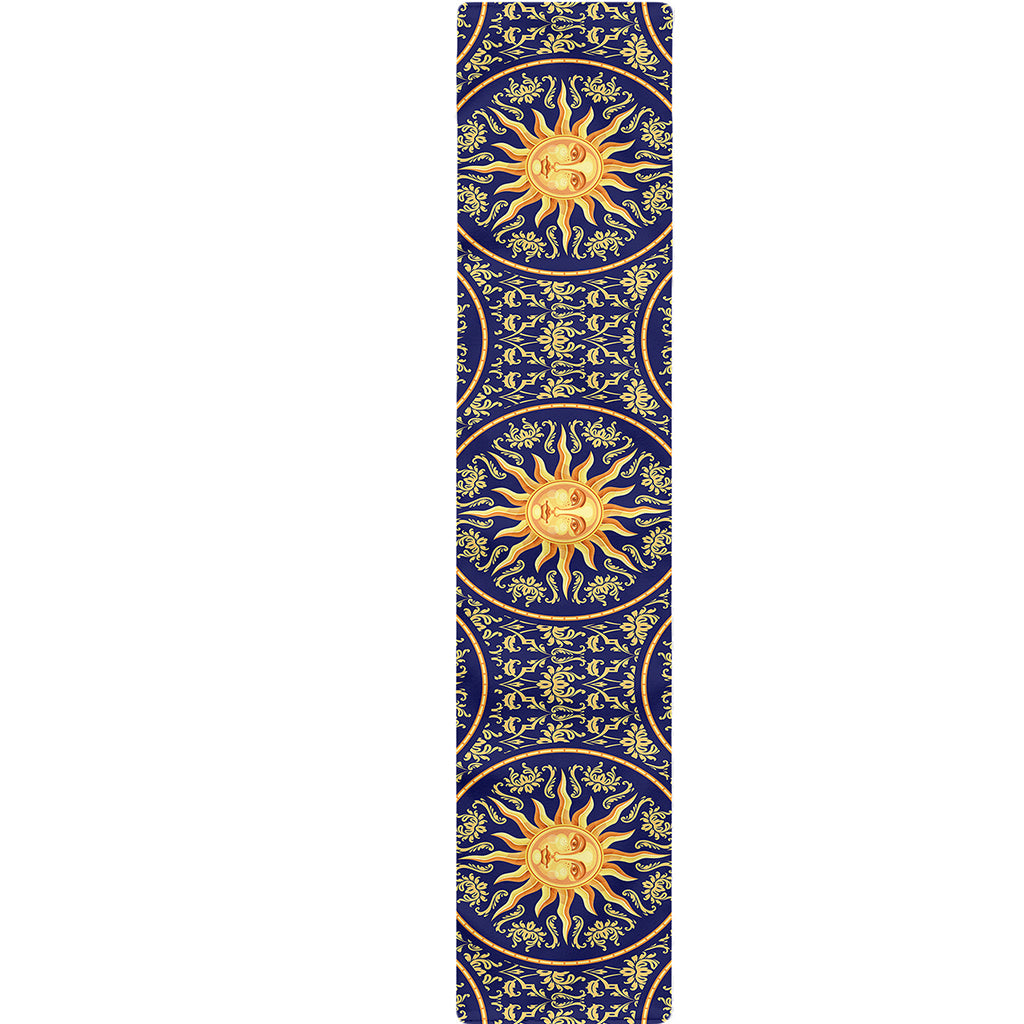 Blue And Gold Celestial Pattern Print Table Runner