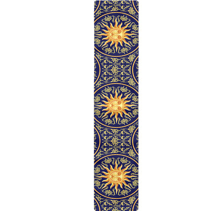 Blue And Gold Celestial Pattern Print Table Runner