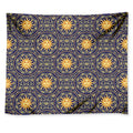 Blue And Gold Celestial Pattern Print Tapestry