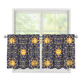 Blue And Gold Celestial Pattern Print Tier Curtains
