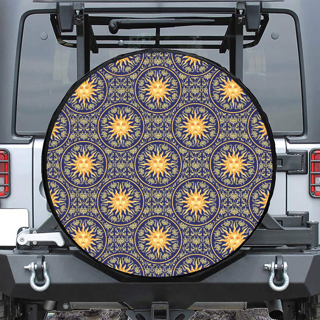 Blue And Gold Celestial Pattern Print Tire Cover