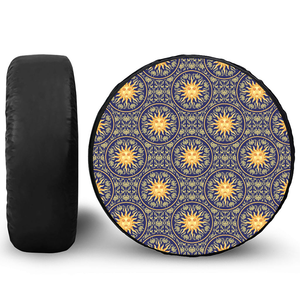 Blue And Gold Celestial Pattern Print Tire Cover