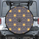 Blue And Gold Celestial Pattern Print Tire Cover With Camera Hole