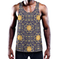 Blue And Gold Celestial Pattern Print Men's Workout Tank Top
