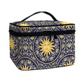 Blue And Gold Celestial Pattern Print Travel Makeup Bag