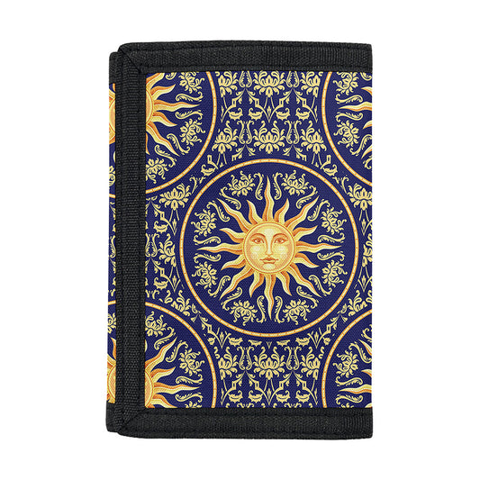 Blue And Gold Celestial Pattern Print Trifold Wallet
