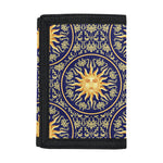 Blue And Gold Celestial Pattern Print Trifold Wallet