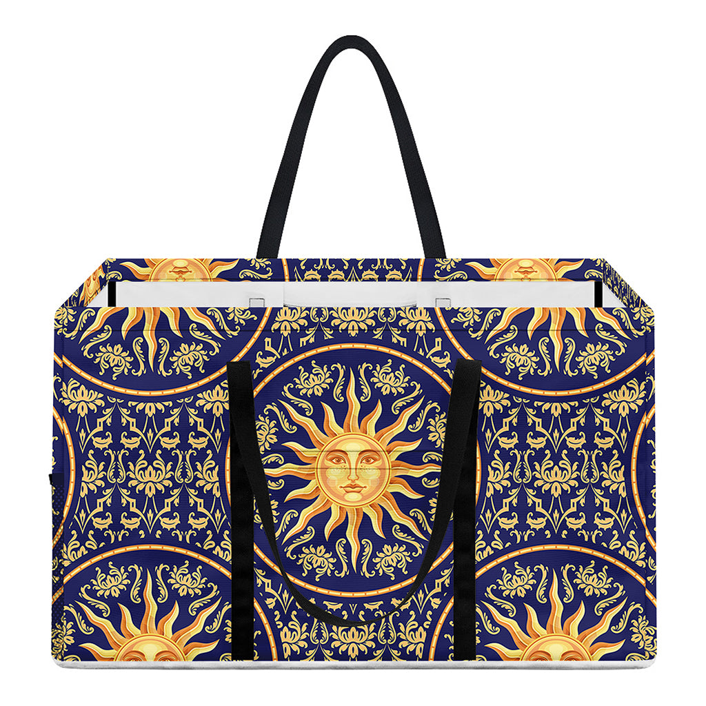 Blue And Gold Celestial Pattern Print Utility Tote Bag
