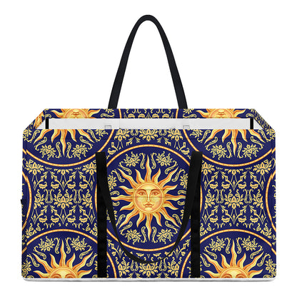 Blue And Gold Celestial Pattern Print Utility Tote Bag
