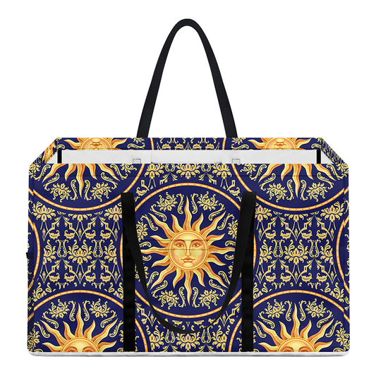 Blue And Gold Celestial Pattern Print Utility Tote Bag