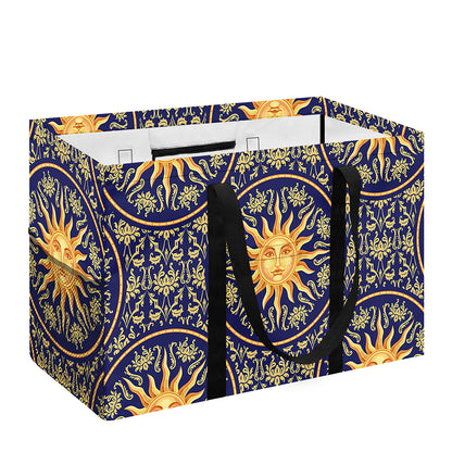 Blue And Gold Celestial Pattern Print Utility Tote Bag
