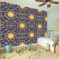 Blue And Gold Celestial Pattern Print Wall Sticker