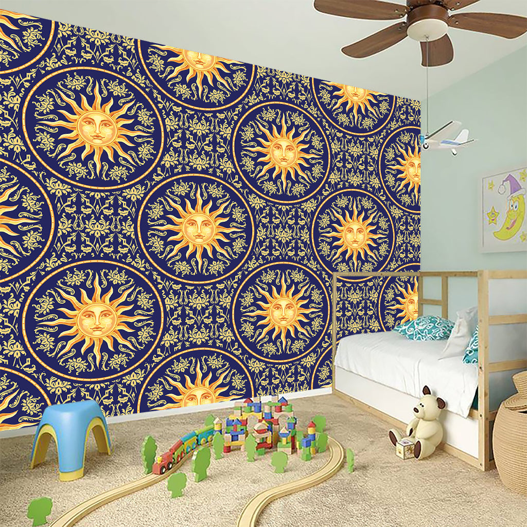 Blue And Gold Celestial Pattern Print Wall Sticker
