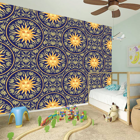 Blue And Gold Celestial Pattern Print Wall Sticker