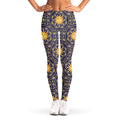 Blue And Gold Celestial Pattern Print Women's Leggings