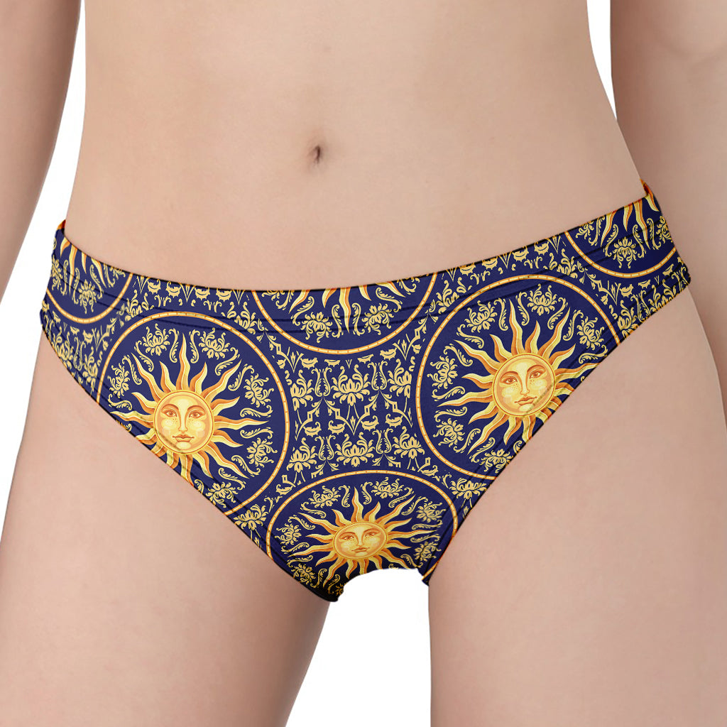 Blue And Gold Celestial Pattern Print Women's Panties