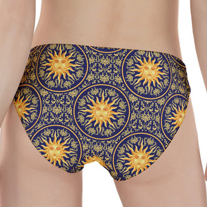 Blue And Gold Celestial Pattern Print Women's Panties