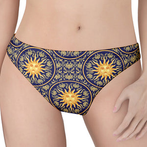 Blue And Gold Celestial Pattern Print Women's Thong